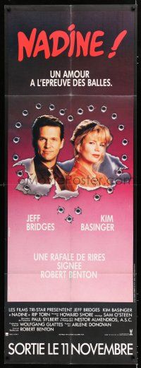 2p369 NADINE French door panel '87 Jeff Bridges & Kim Basinger surrounded by bullet holes!