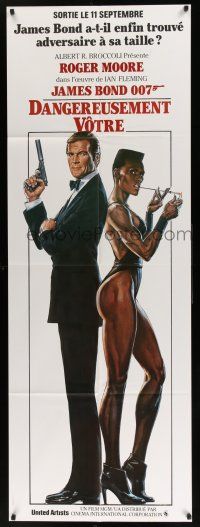 2p372 VIEW TO A KILL French door panel '85 art of Roger Moore as James Bond & Grace Jones by Goozee