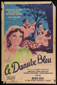 2p391 LE DANUBE BLEU French 31x47 '40 Madeline Sologne, great romantic artwork by Gil Burdent!
