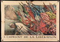 2p393 L'EMPRUNT DE LA LIBERATION French 31x45 WWI war poster '18 cool art by Abel Faivre!