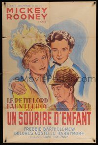 2p394 LITTLE LORD FAUNTLEROY French 31x47 '36 art of Mickey Rooney, Bartholomew & Costello!
