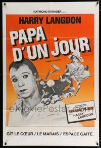 2p411 THREE'S A CROWD French 31x47 R70 two great images of Harry Langdon + woman & baby!