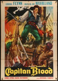 2p156 CAPTAIN BLOOD Italian 1p R62 different Stefano art of pirate Errol Flynn fighting on ship!