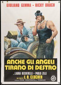 2p162 CHARLESTON Italian 1p '74 great art of Giuliano Gemma & huge strongman Ricky Bruch!