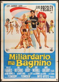 2p164 CLAMBAKE Italian 1p '68 different art of Elvis Presley holding water ski & bikini top!