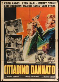 2p172 DAMN CITIZEN Italian 1p '58 Keith Andes, cool different Carmellini crime artwork + photos!