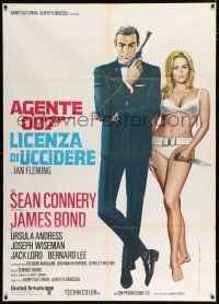 2p182 DR. NO Italian 1p R70s art of Sean Connery as James Bond & sexy Ursula Andress in bikini!