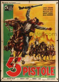 2p189 FIVE GUNS TO TOMBSTONE Italian 1p '61 different Colizzi art of outlaws hungry for gold!