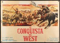 2p213 HOW THE WEST WAS WON Italian 1p '64 John Ford classic western epic, cool Reynold Brown art!