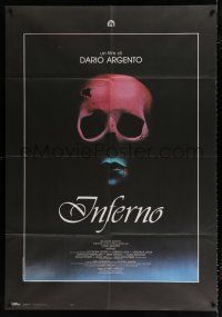 2p221 INFERNO Italian 1p '80 Dario Argento horror, really cool skull & bleeding mouth image!