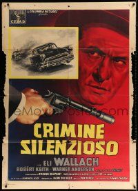 2p239 LINEUP Italian 1p '58 Don Siegel classic noir, different art of Eli Wallach, gun & car chase!