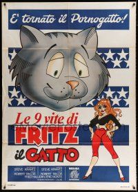 2p260 NINE LIVES OF FRITZ THE CAT Italian 1p '75 Robert Crumb, great different cartoon art!