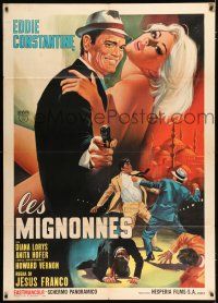2p279 RESIDENCE FOR SPIES Italian 1p '69 great art of spy Eddie Constantine & sexy naked woman!