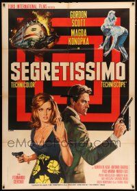2p286 SEGRETISSIMO Italian 1p '67 art of Gordon Scott with gun & Magda Konopka by Renato Casaro!