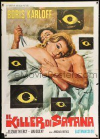 2p292 SORCERERS Italian 1p '68 different Serafini art of man about to stab girl in bed + eyeballs!