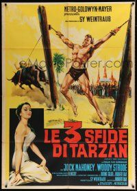 2p306 TARZAN'S THREE CHALLENGES Italian 1p '63 Edgar Rice Burroughs, Olivetti art of Jock Mahoney!