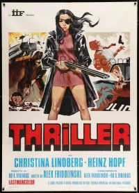 2p312 THEY CALL HER ONE EYE Italian 1p '74 cult classic, best art of Christina Lindberg with gun!