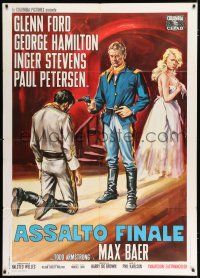 2p316 TIME FOR KILLING Italian 1p '67 different art of Glenn Ford with gun rescuing Inger Stevens!