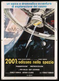 2p014 2001: A SPACE ODYSSEY Italian 2p R70s Stanley Kubrick, art of space wheel by Bob McCall!