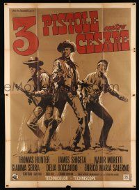 2p038 DEATH WALKS IN LAREDO Italian 2p '67 Hunter, Shigeta, cool Casaro spaghetti western art!