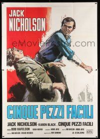 2p048 FIVE EASY PIECES Italian 2p R77 different art of Jack Nicholson fighting, Bob Rafelson!