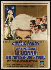 2p056 HARLOW Italian 2p '65 different art of Carroll Baker in the title role & her suitors!