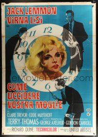 2p058 HOW TO MURDER YOUR WIFE Italian 2p '65 Jack Lemmon, Virna Lisi, different clock artwork!