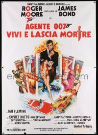 2p069 LIVE & LET DIE Italian 2p '73 McGinnis art of Moore as James Bond & sexy girl tarot cards!