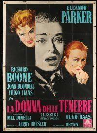 2p070 LIZZIE Italian 2p '57 different art of Eleanor Parker as a female Jekyll & Hyde!