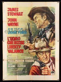 2p072 MAN WHO SHOT LIBERTY VALANCE Italian 2p '63 John Wayne & James Stewart, different Colizzi art