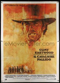 2p085 PALE RIDER Italian 2p '85 great artwork of cowboy Clint Eastwood by C. Michael Dudash!