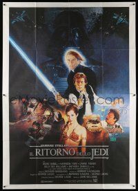 2p096 RETURN OF THE JEDI Italian 2p '83 George Lucas classic, Mark Hamill, Harrison Ford, Sano art!