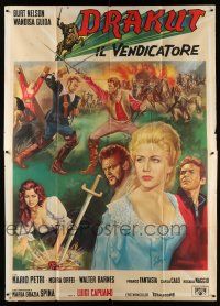 2p097 REVENGE OF THE CONQUERED Italian 2p '61 Drakut il Vendicatore, cool medieval battle art!