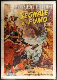 2p103 SMOKE SIGNAL Italian 2p R64 Ciriello art of Andrews & Laurie attacked by Native Americans!