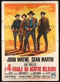 2p105 SONS OF KATIE ELDER Italian 2p '65 different art of John Wayne, Dean Martin & others!