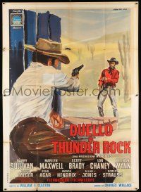 2p106 STAGE TO THUNDER ROCK Italian 2p '64 cool different western art of cowboys in gunfight!