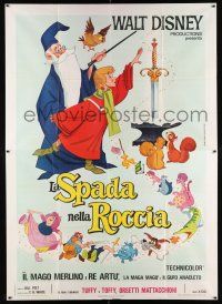 2p110 SWORD IN THE STONE Italian 2p R73 Disney cartoon of young King Arthur & Merlin the Wizard!