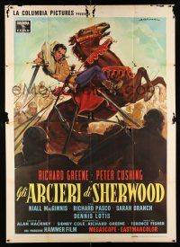 2p111 SWORD OF SHERWOOD FOREST Italian 2p '61 cool Capitani art of Richard Greene as Robin Hood!