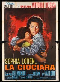2p118 TWO WOMEN Italian 2p '60 Vittorio De Sica's La Ciociara, art of terrified Sophia Loren!