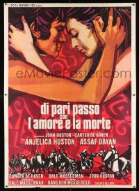 2p126 WALK WITH LOVE & DEATH Italian 2p '69 John Huston, best different Manfredo romantic art!