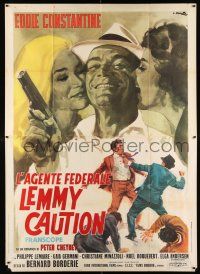 2p132 YOUR TURN, DARLING Italian 2p '63 cool Ciriello art of Eddie Constantine as Lemmy Caution!