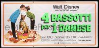 2p012 UGLY DACHSHUND Italian 3p R70s Walt Disney, great art of Great Dane with wiener dogs!