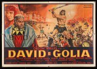 2p001 DAVID & GOLIATH Italian 4p '61 art of Orson Welles as King Saul & strongman Kronos!
