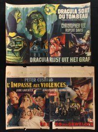 2r017 LOT OF 3 FORMERLY FOLDED BELGIAN POSTERS FROM HORROR MOVIES '70s Dracula & more cool art!