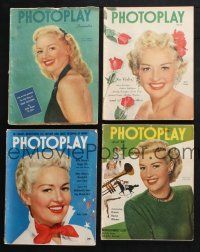 2r222 LOT OF 4 PHOTOPLAY MAGAZINES WITH BETTY GRABLE COVERS '40s great images of the sexy star!