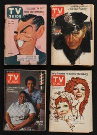 2r218 LOT OF 4 TV GUIDE MAGAZINES '50s-70s with art by Al Hirschfeld, Bob Peak & Richard Amsel!