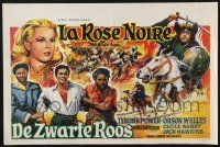2s353 BLACK ROSE Belgian 1960s different artwork of Tyrone Power, Jack Hawkins & Orson Welles!