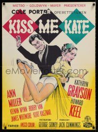 2s477 KISS ME KATE Danish '53 great Gaston art of Howard Keel spanking sexy Kathryn Grayson!