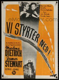 2s489 NO HIGHWAY IN THE SKY Danish '52 image of James Stewart w/sexy Marlene Dietrich!