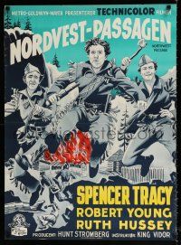 2s491 NORTHWEST PASSAGE Danish '53 cool art of Spencer Tracy, Robert Young!